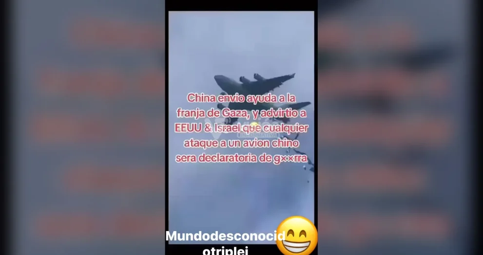 Gobierno de China envía ayuda humanitaria con alimentos y medicinas a la población de Gaza.